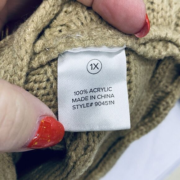 FASHION NOVA Sweater Womens Size 1X Keep It Chic Off the Shoulder Tan Top Crop - Picture 7 of 7